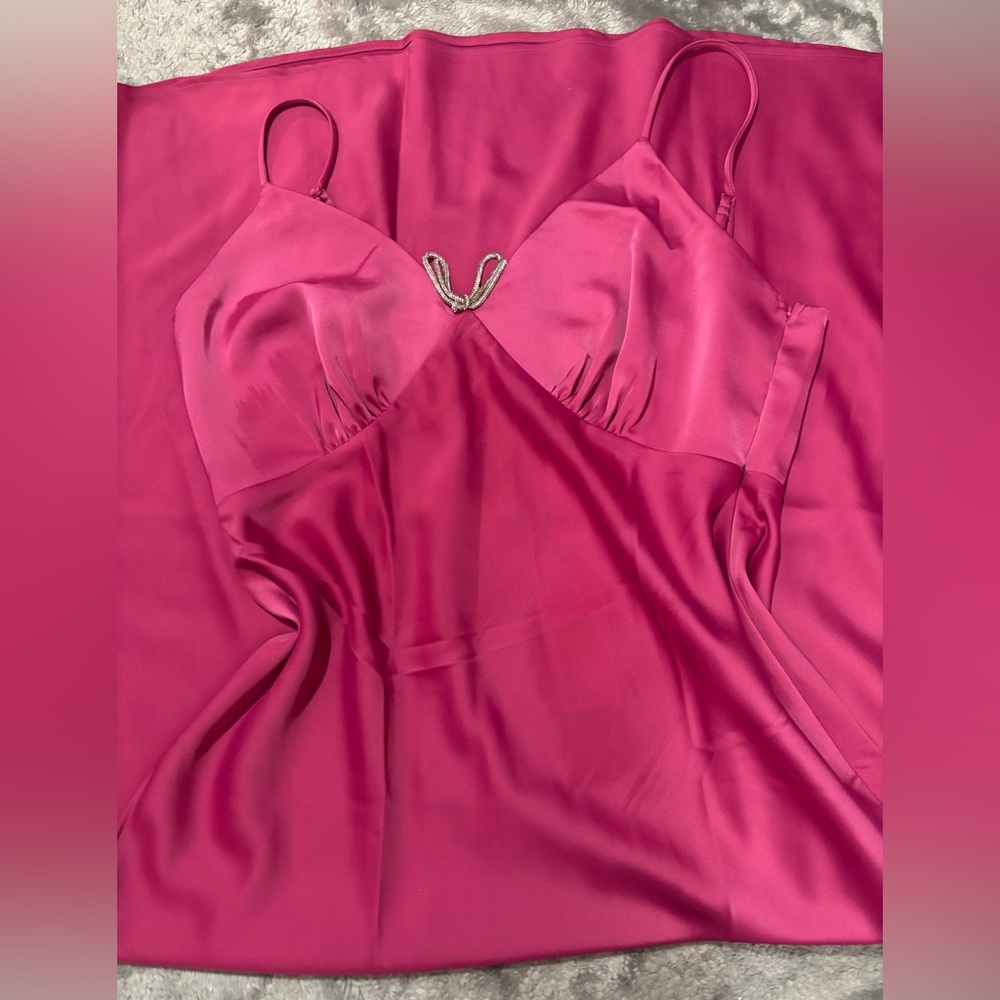 Fusha v- neck long dress